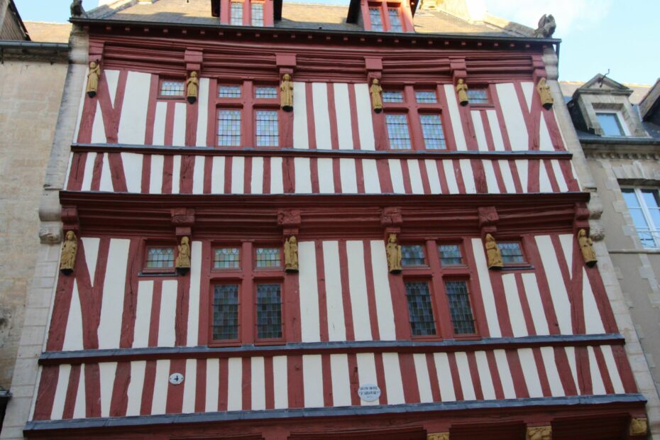 Half-timbered house in rue saint Malo in Bayeux city center in Normandy