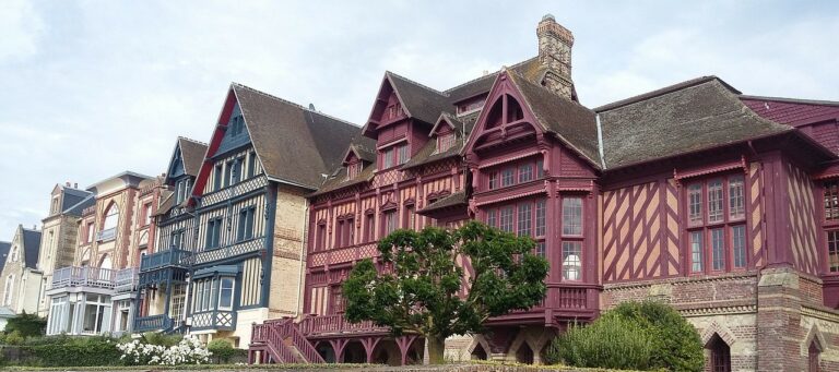 Belle Epoque villas along the beach in Trouville-sur-Mer in Normandy