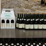 Bottles of cider from La Sapinière farm on Omaha Beach in Normandy