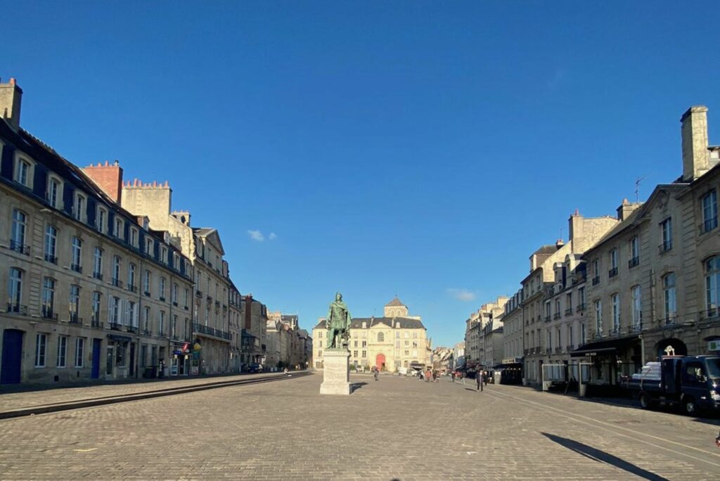 Place Saint Sauveur and statue of Louis 14th in Caen-Normandy