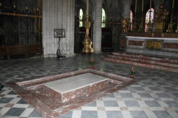 William the Conqueror's grave at the men's Abbey in Caen, Normandy