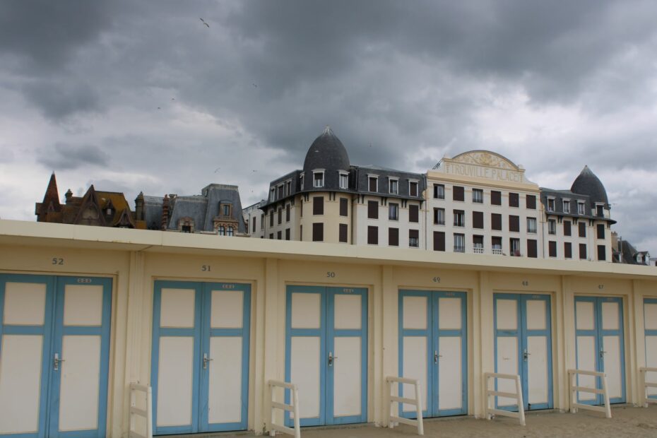 Beach cabins and Trouville Palace