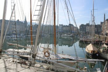 Boats in the old harbour of Honfleur, Normandy