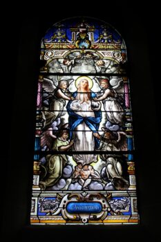 Stained glass window in Saint-Augustin Church, Deauville, Normandy