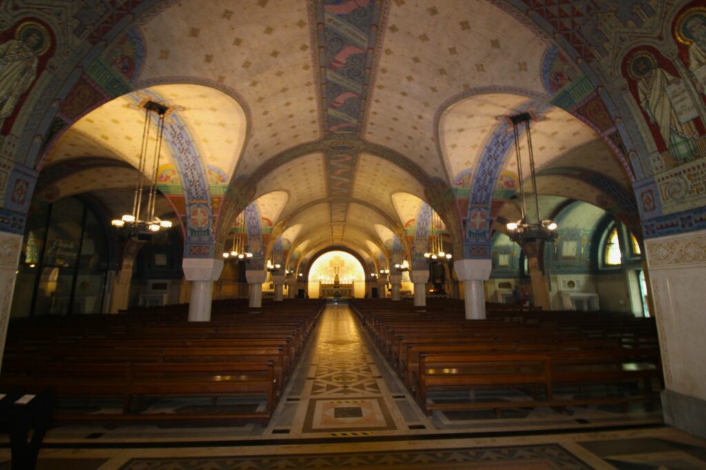 The crypt of Sainte Thérèse basilica in Lisieux, Normandy