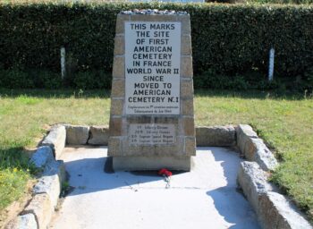 Commemorative marking of the first WW2 American cemetery in France, Omaha Beach, Normandy