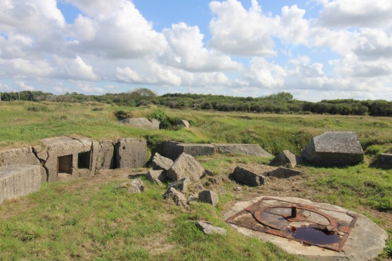 Remains of German bunkers at Pointe du Hoc, Normandy