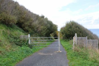 The small path to get to the beach of Longues-sur-Mer, Gold Beach, Normandy