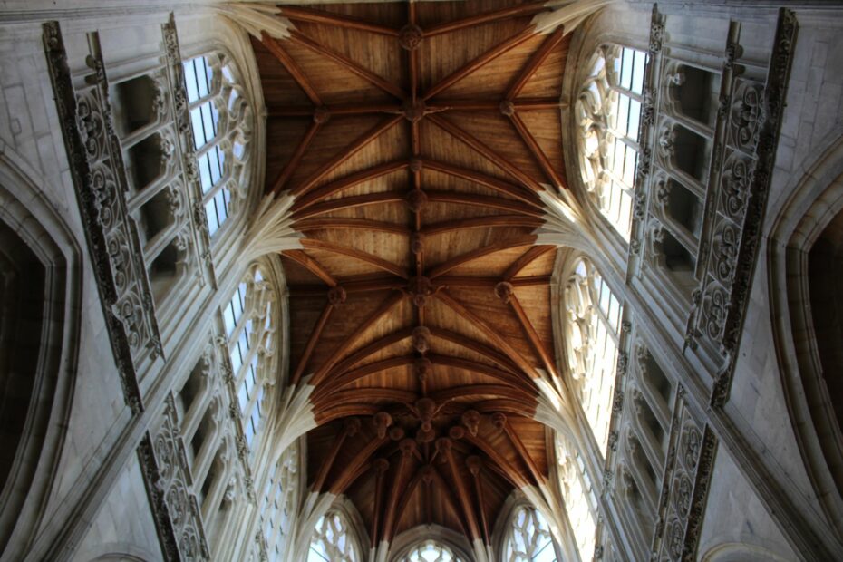 The wooden vault of the Holy Trinity church in Falaise, Normandy