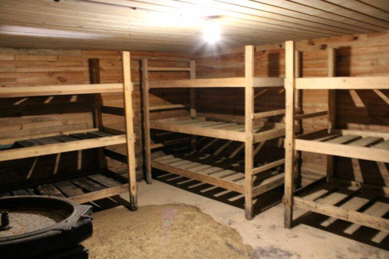 Beds in a bunker, Crisbecq German battery, Saint-Marcouf, Normandy