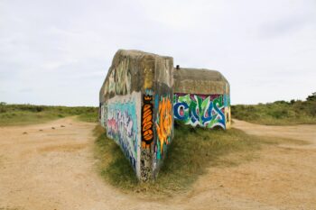 German bunker in the dunes of Merville-Franceville, Normandy