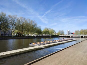 Water sports center along the Orne river in Caen, Normandy