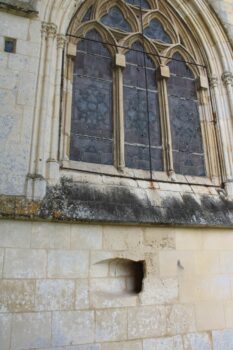 the hole for lepers at Notre-Dame church in Dives sur Mer, Normandy