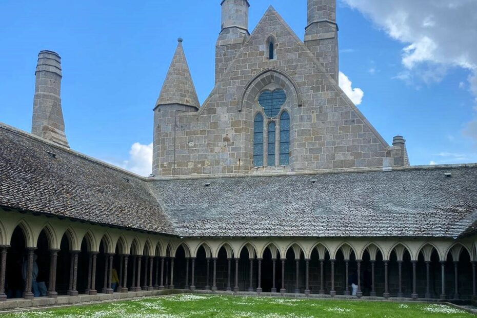 The abbey cloister in Mont Saint-Michel, Normandy